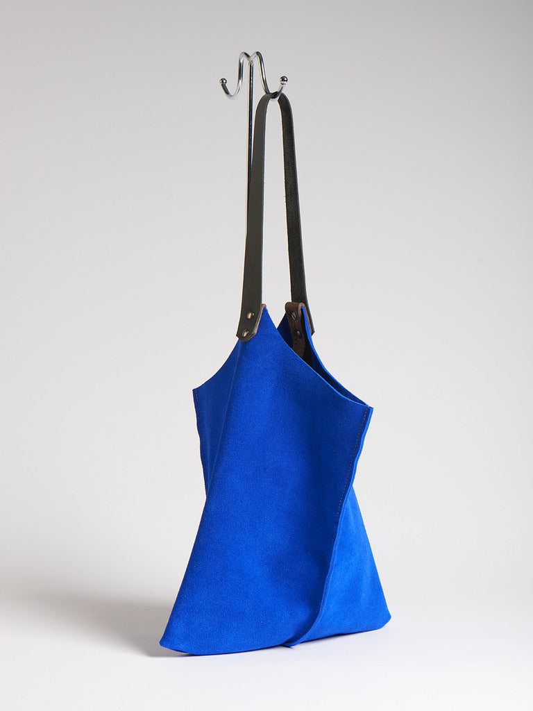Scabby Robot Electric Blue Suede Wedge Bag