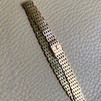 14k gold Danish brick link bracelet - textured and reversible - 7.75 inch length