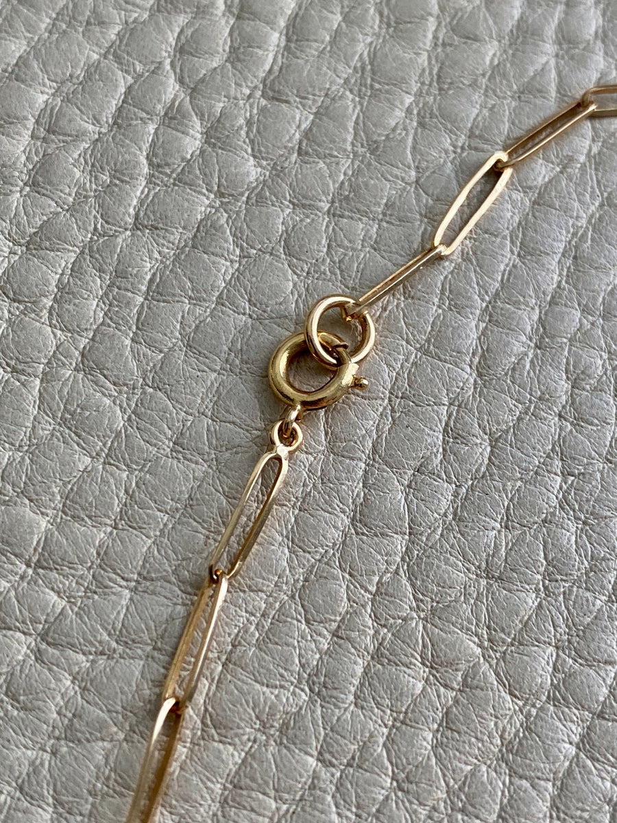 Geometric tubular handmade gold bar link necklace - 18k gold - Swedish 1960s era