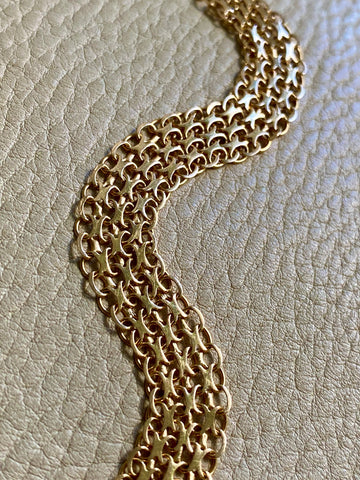 1968 Triple row star link bracelet in 18k gold - 7.25 inch length