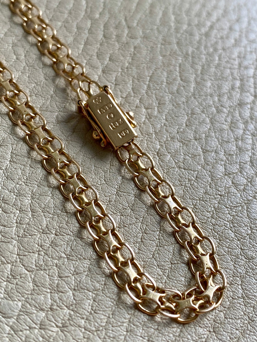 1970 Vintage 18k gold slim x-link bracelet - 7.5 inch length
