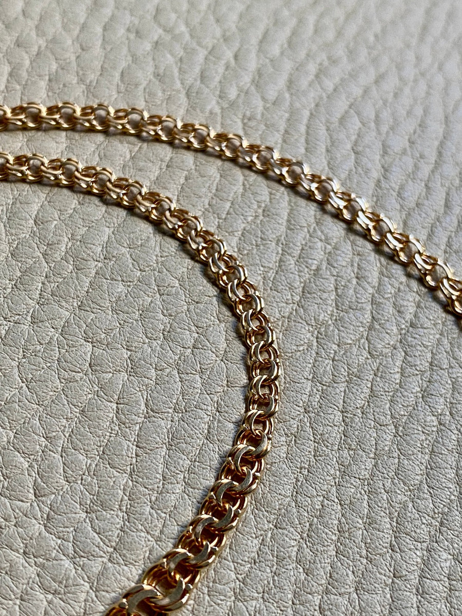 1977 Swedish 18k Gold necklace - Graduated double link chain - 17 inch length