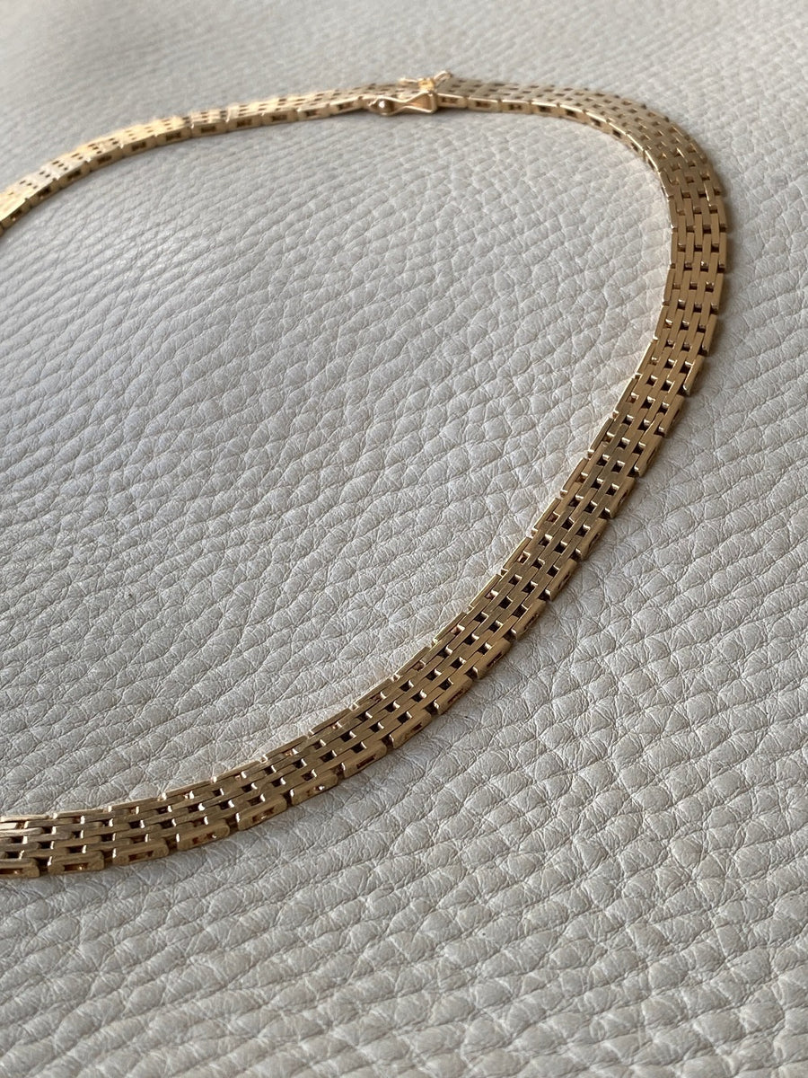 Luxurious and HEAVY solid gold brick link necklace - Danish 1960s  vintage - 17 inch length