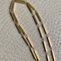 Geometric gold bar link necklace - 18k gold - 21 inch length