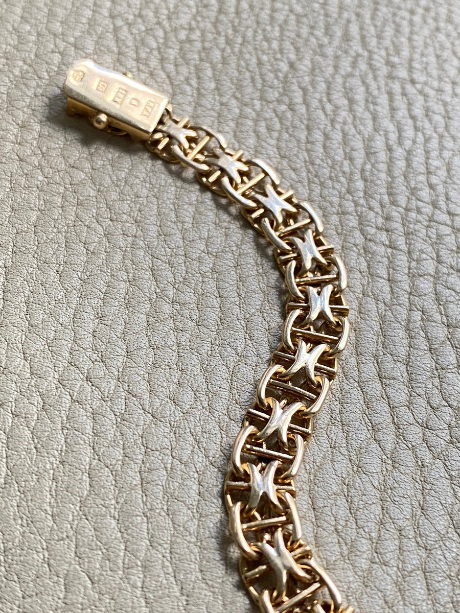 1961 X-link variation 18k gold bracelet - Vintage Swedish - 7 inch length
