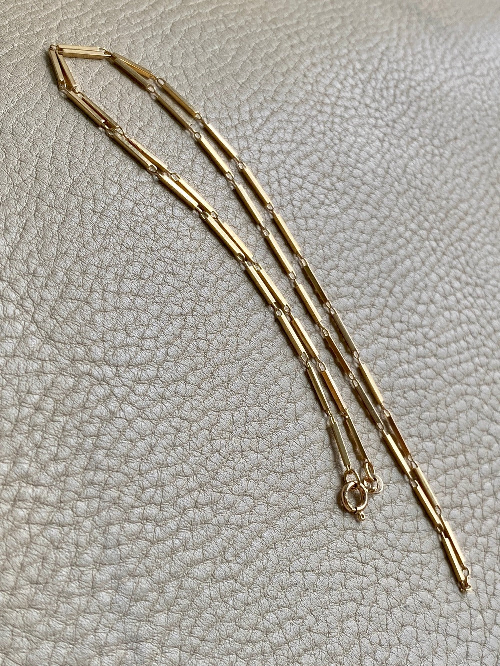 Geometric gold bar link necklace - 18k gold - 21 inch length