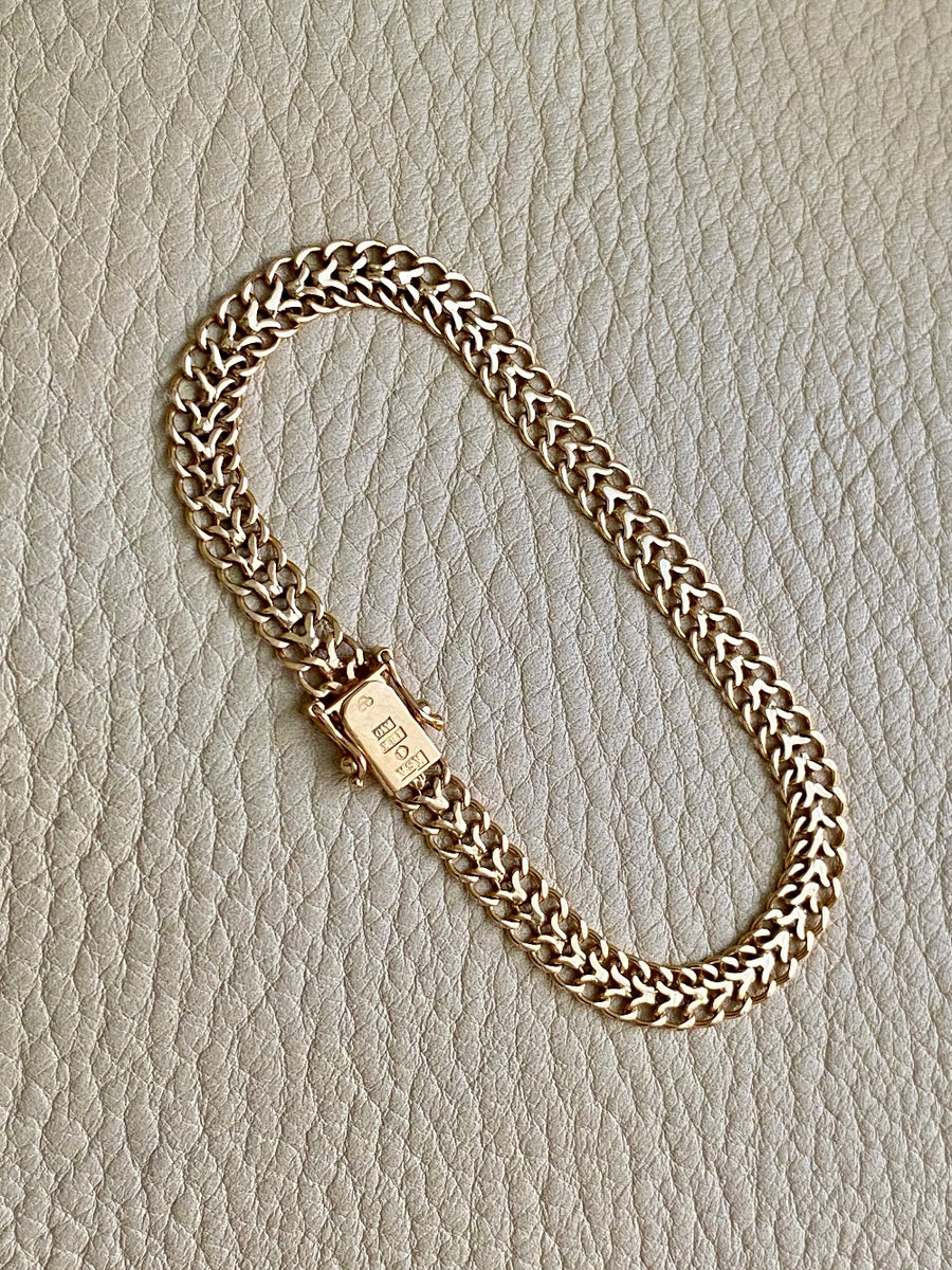 Vintage Swedish 18k gold herringbone link bracelet