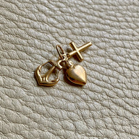 18k Gold Vintage Swedish Charm or Pendant - Cross, Heart, Anchor trio, Faith Hope Charity