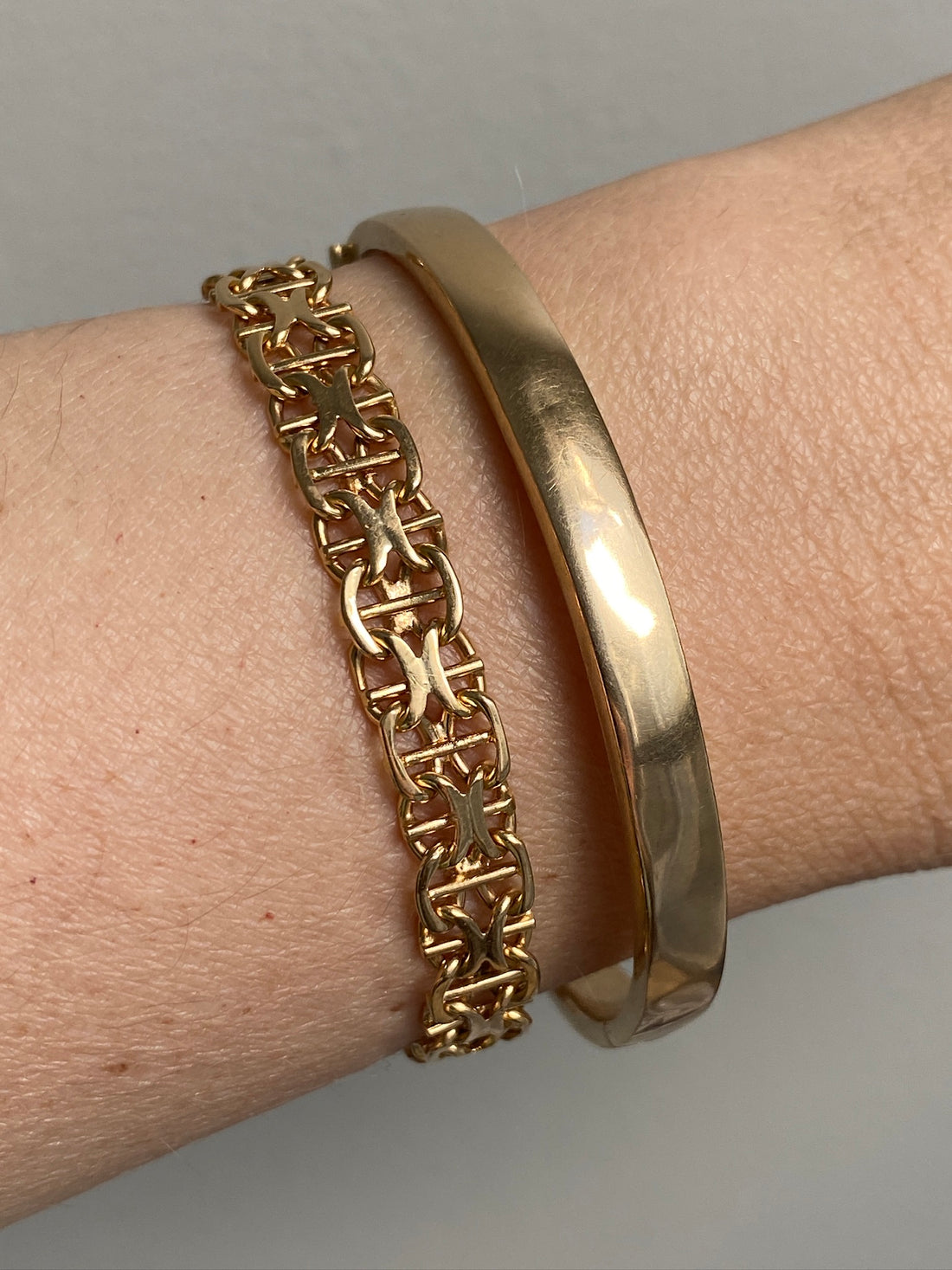 1961 X-link variation 18k gold bracelet - Vintage Swedish - 7 inch length