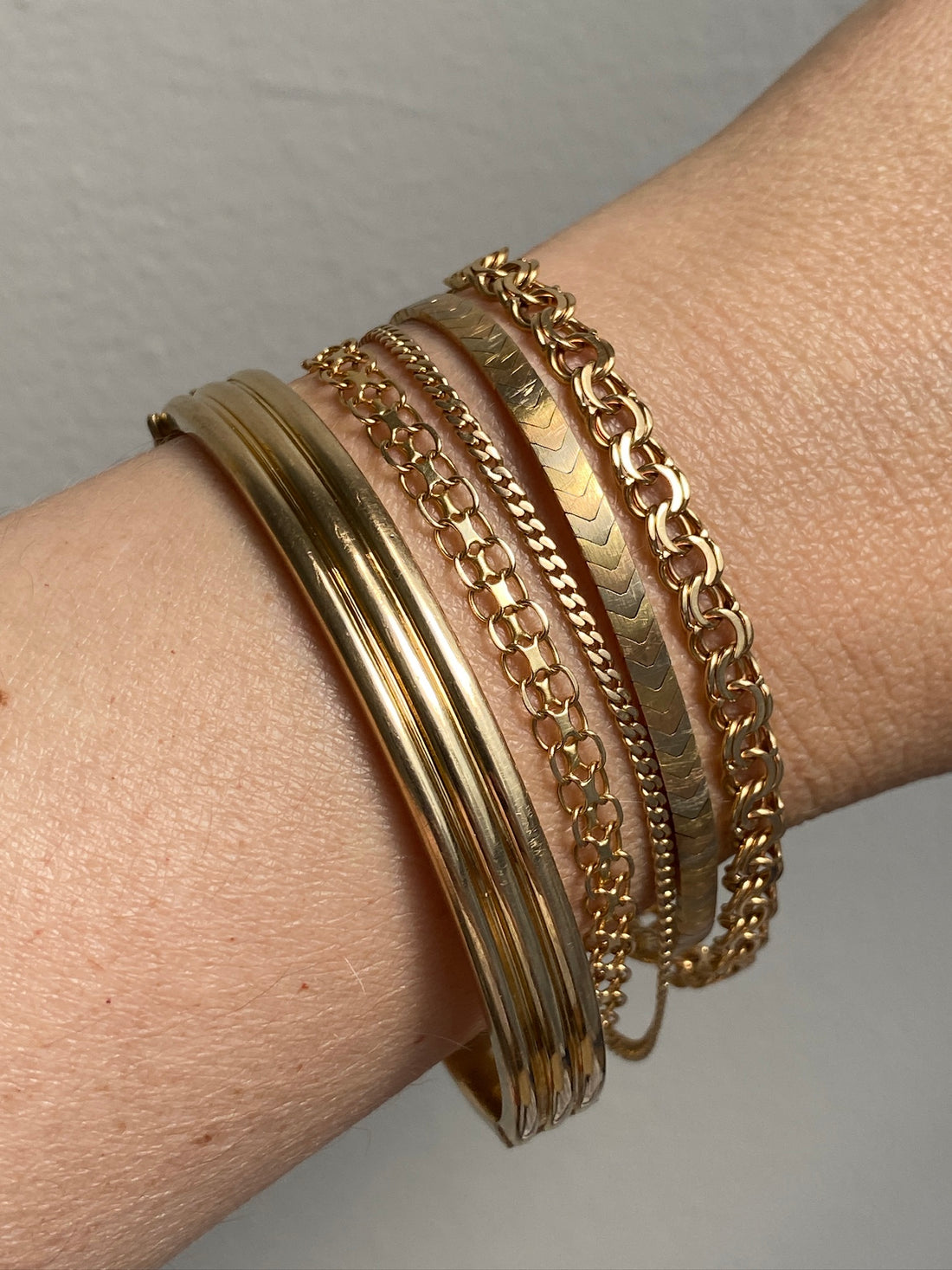 Stack of Vintage 18k gold bracelets