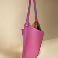 Wedge handbag - French goat leather in Dahlia - Luxury edition *02