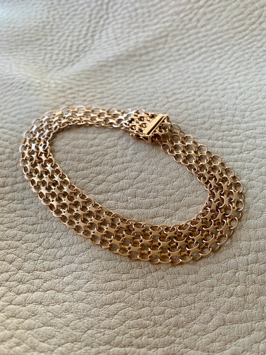 Sparkling 18k x-link solid gold bracelet 10.6g - Stockholm Sweden 1970