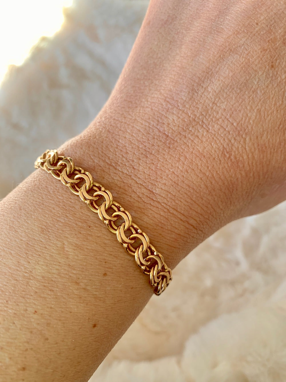 Italian Gold Twisted Chain Link Bracelet in 18K Gold - 7.25