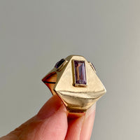 Unique Pyramid-form Amethyst and 14k Gold ring - Jørgen Larsen - size 4 - Vintage midcentury 1957-1973