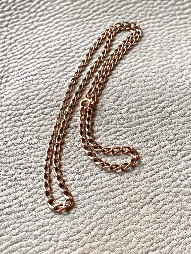 Rose gold vintage curb link necklace 19 inch length