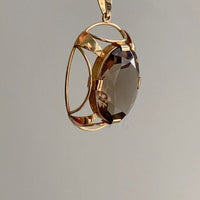 WONDERFUL 14k gold Finnish pendant with large faceted quartz stone 1937-1995