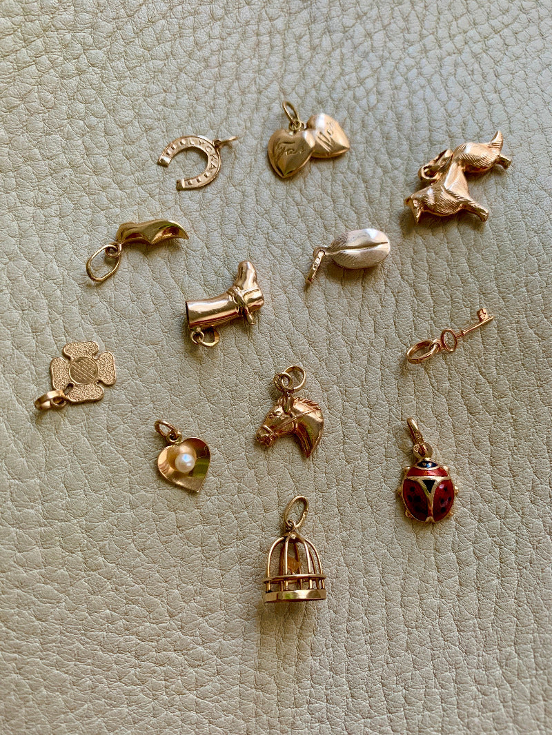 18k gold Swedish vintage charm or pendant - Lucky horseshoe