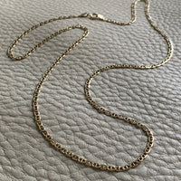 Elegant Flat Mariner Link necklace in solid 14k yellow gold - 20.5 inches long
