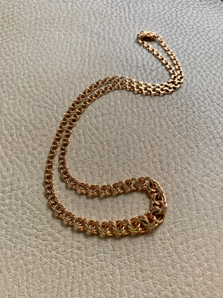 11.7g Gold necklace - Graduated double link solid 18k gold - Swedish vintage
