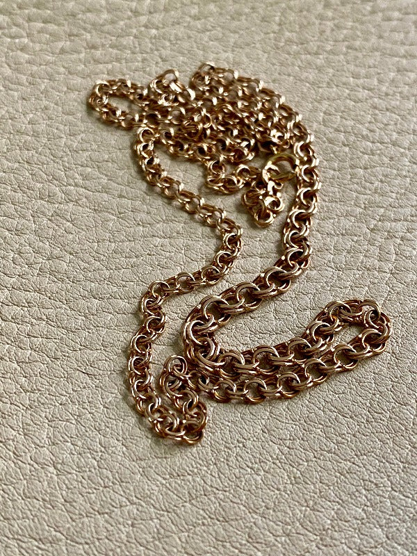 Longer length - Vintage Swedish Double-link necklace - Solid 18k gold - 18 inch length