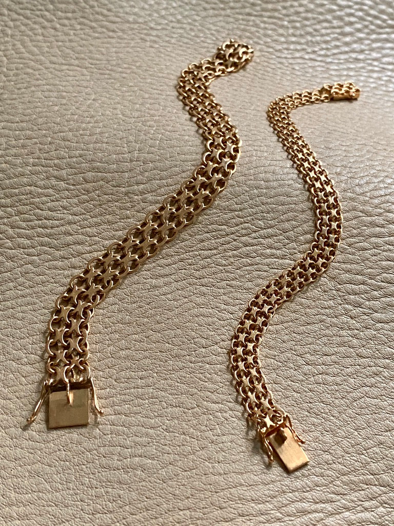 Vintage Swedish solid 18k gold x link bracelet with hidden box clasp