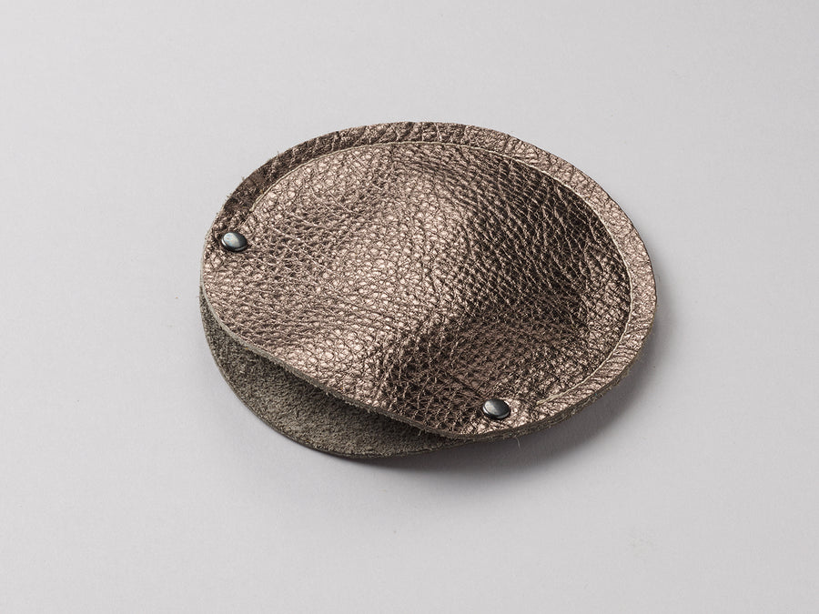 Metallic bronze leather circular cable case