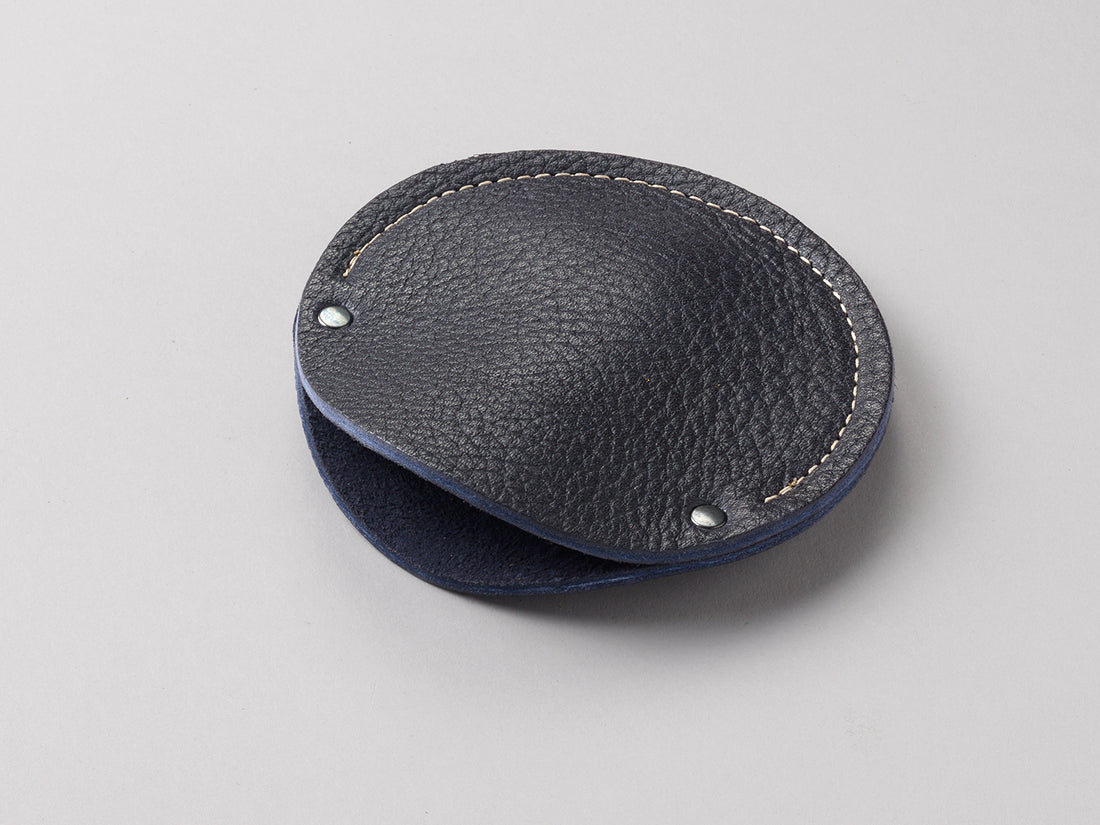 Indigo blue leather circular cable case