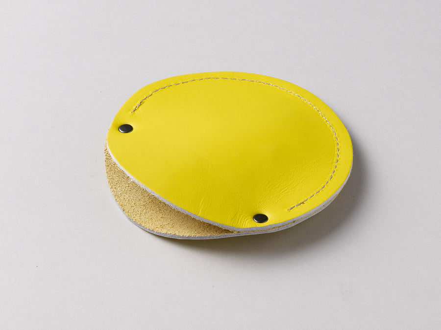 Lemon yellow leather circular cable case