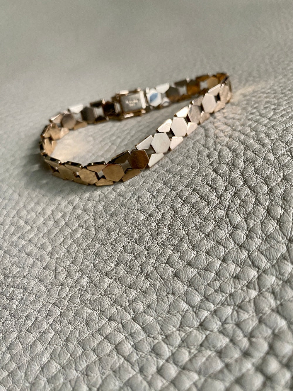 1960s/70s Danish Hexagon link 16g of 14k solid gold bracelet - 7.25 inch length