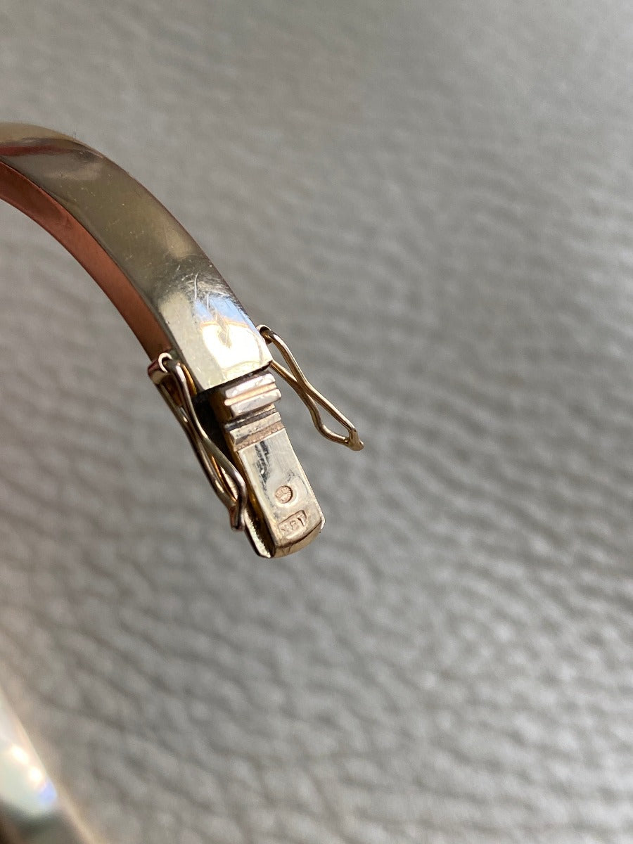 18k gold vintage swedish hinged bangle bracelet with hallmarks
