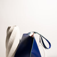 Wedge handbag - French goat leather in Cobalt - Luxury edition *04