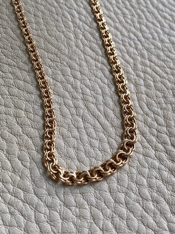 Delicate 8g Swedish gold necklace - Graduated Bismarck link solid 18k gold - 1964