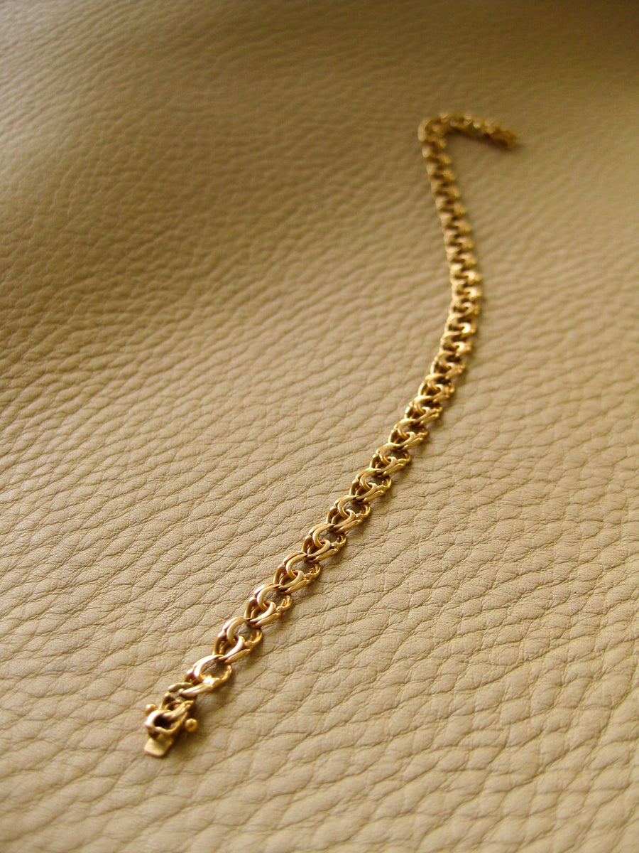 Delicate 18k double-link solid gold bracelet - Trelleborg, Sweden 1963