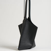 Wedge bag -  Carbon black lightweight smooth leather