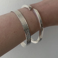 Heavy 46g Modernist Danish sterling silver bangle with gold tips