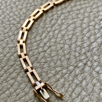 Chic square link 18k solid gold bracelet - Mid century